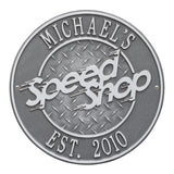 Whitehall Speed Shop Personalized Plaque Standard Wall 2-Line - Pewter/Silver