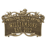 Whitehall Songbird Welcome Anniversary Personalized Plaque - Antique Brass