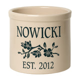 Whitehall Dogwood Branch Established 2 Gallon Personalized Crock - Green Engraving/Bristol Crock