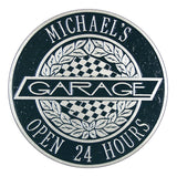 Whitehall Victory Lane Garage Personalized Plaque Standard Wall 2-Line - Black/Silver