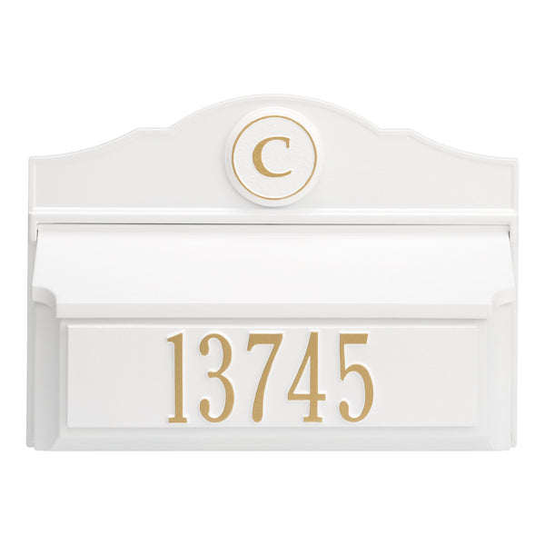 Whitehall Products Whitehall Colonial Wall Mailbox Package #1 (Mailbox, Plaque & Personalized Monogram)