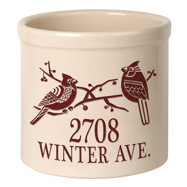 Whitehall Products Whitehall Duo Deco Cardinal 2 Gallon Stoneware Personalized Crock
