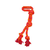 3-Knot Rope Tug with Handle - Orange/Magenta