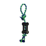 Flat Bone with Rope Handle - 4" / Blue/Green