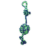 Long-Ball Rope Tug with Loop Handle & Knotted Tail - Blue/Green