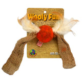 Wooly Fun Felted Wool Cat Toy - Tussle Ball with Feathers