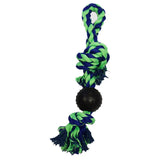Rope Tug with Pimple Ball - 4" / Blue/Green