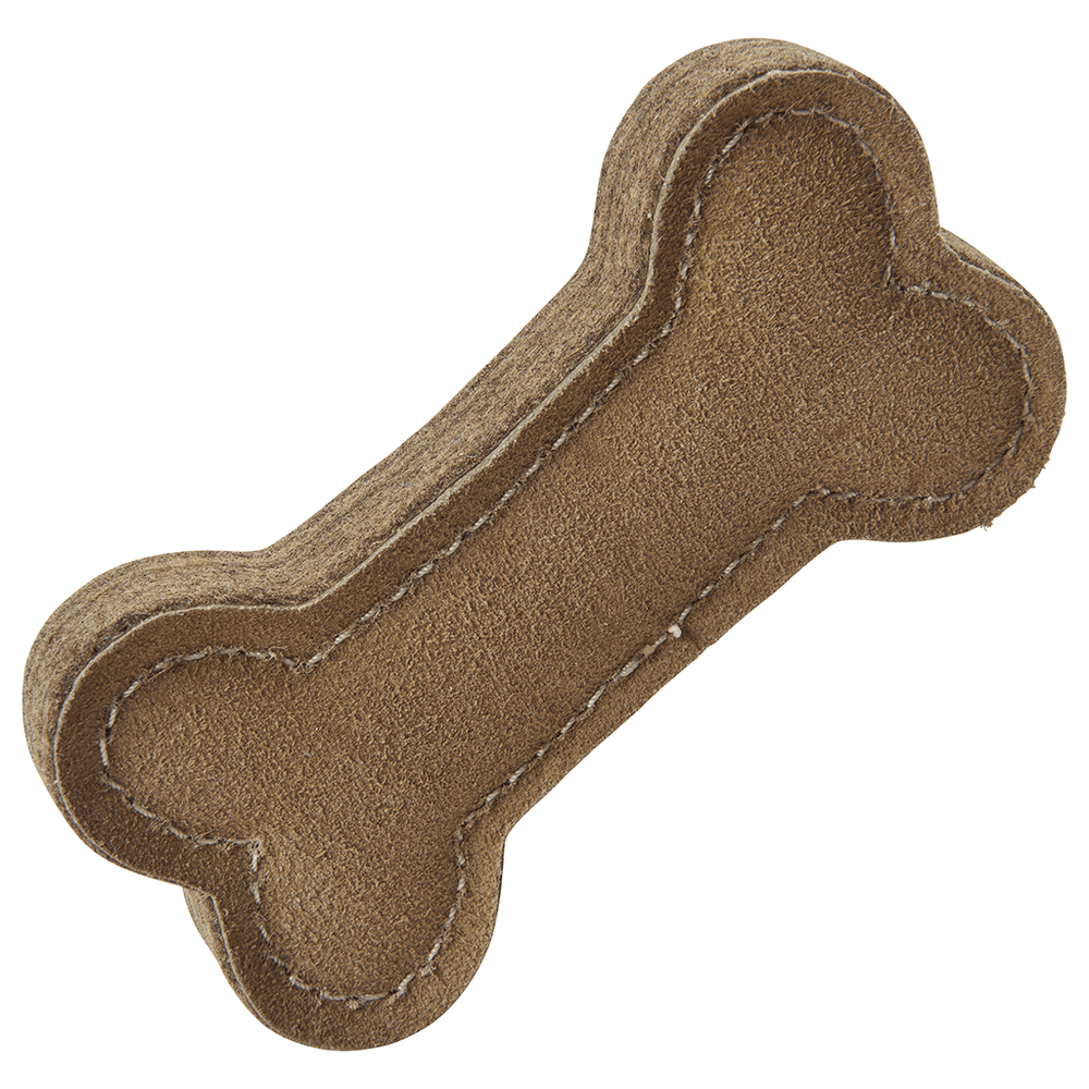 Dura-Fused Leather Chunky Dog Toy - Bone 6"