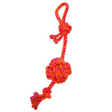 Long-Ball Rope Tug with Loop Handle & Knotted Tail - Orange/Magenta