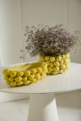 Layered Lemon Sculptural Ceramic Vessels By Accent Decor - Pot, 13.5" x 7.75" - Image 5