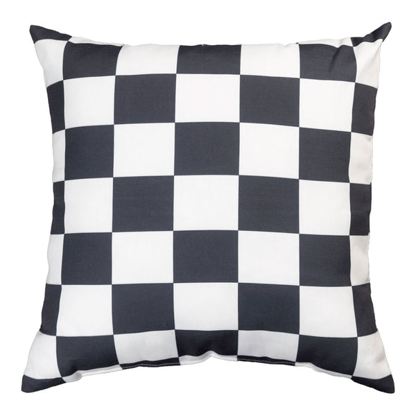 Manual Woodworkers & Weavers Checkerboard Black Climaweave Throw Pillow 18" x 18" By Manual Woodworkers & Weavers