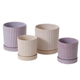 Los Feliz Ribbed Ceramic Planters With Saucers By Accent Decor - 5" x 5.5" - Image 3