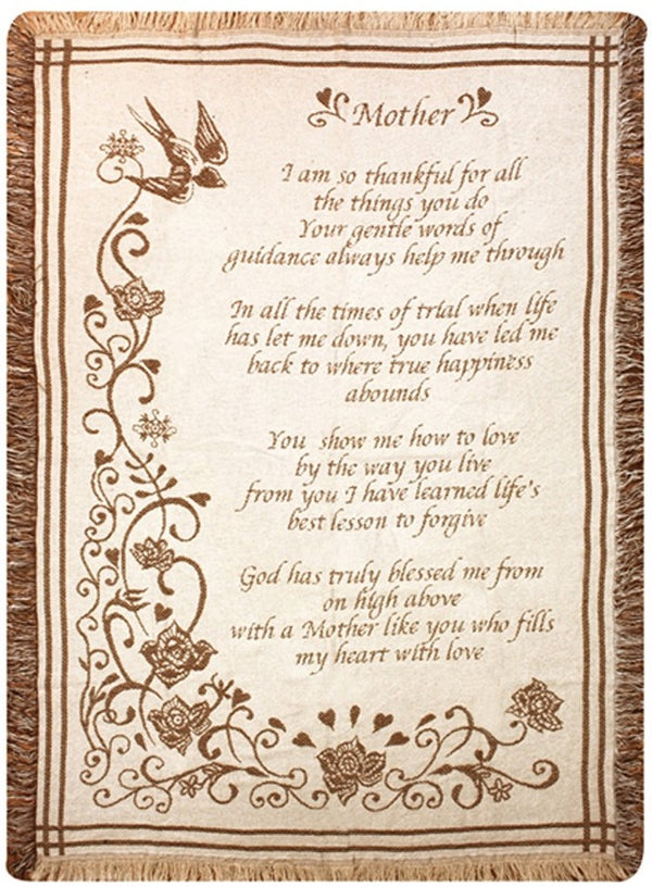 Manual Woodworkers & Weavers Mother... So Thankful Tapestry Throw Blanket 46" x 60" By Manual Woodworkers & Weavers