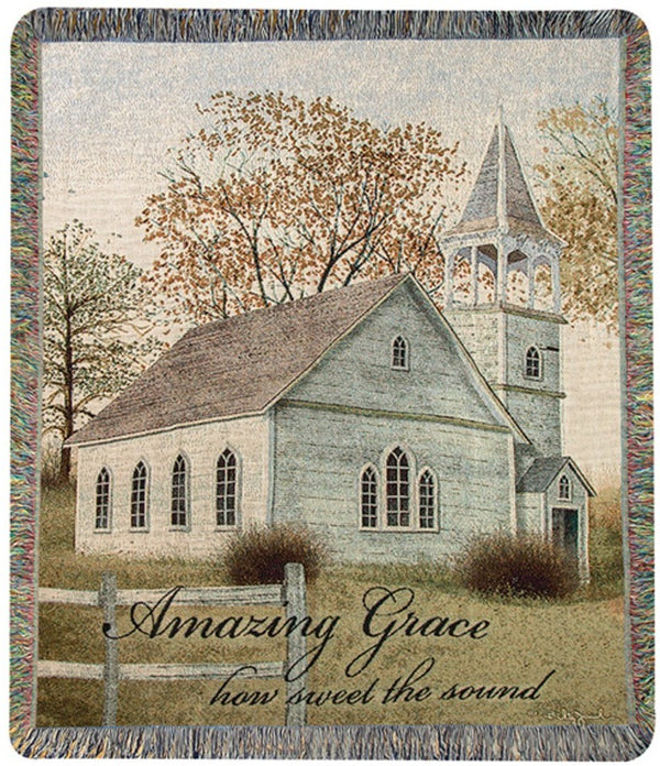 Manual Woodworkers & Weavers Amazing Grace Church Tapestry Throw Blanket 50" x 60" By Billy Jacobs