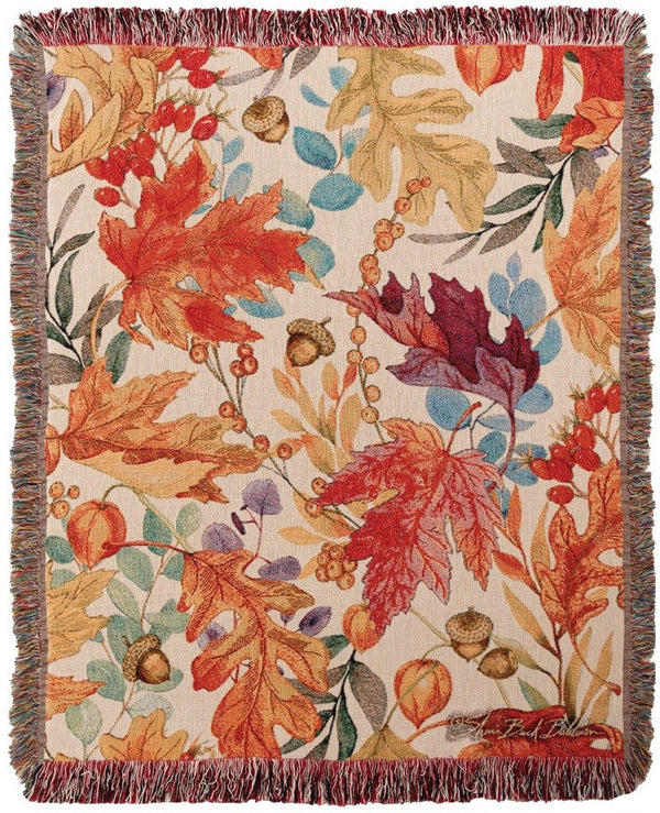 Manual Woodworkers & Weavers Autumn Colors Tapestry Throw Blanket 50" x 60" By Sherri Buck Baldwin