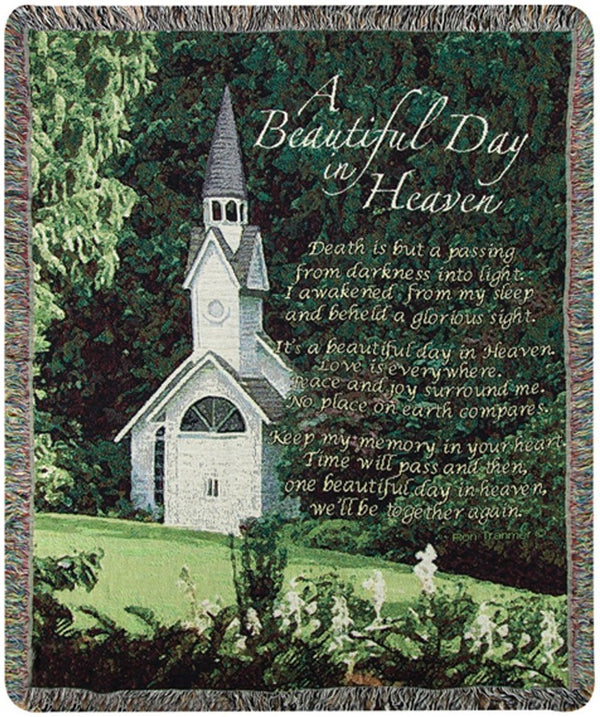 Manual Woodworkers & Weavers A Beautiful Day In Heaven Tapestry Throw Blanket 50" x 60" By Ron Tranmer