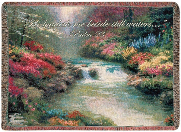 Manual Woodworkers & Weavers Beside Still Waters Tapestry Throw Blanket 50" x 60" By Thomas Kinkade Studios