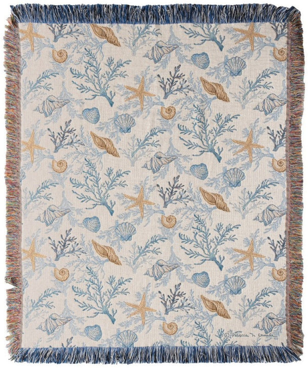 Manual Woodworkers & Weavers Beach Vibes Tapestry Throw Blanket 50" x 60" By Rebecca Canale