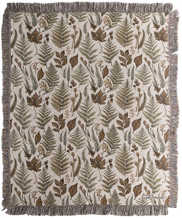 Manual Woodworkers & Weavers Fall Splendor All Over Leaves Tapestry Throw Blanket 50" x 60" By Nicole Tamarin