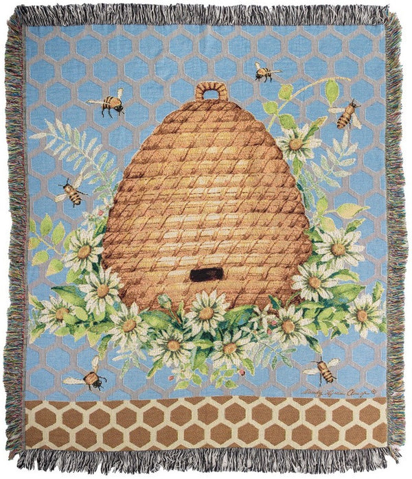 Manual Woodworkers & Weavers Garden Buzz Tapestry Throw Blanket 50" x 60" By Sandy Lynam Clough
