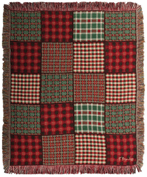 Manual Woodworkers & Weavers Holiday Plaid Tapestry Throw Blanket 50" x 60" By Paul Brent