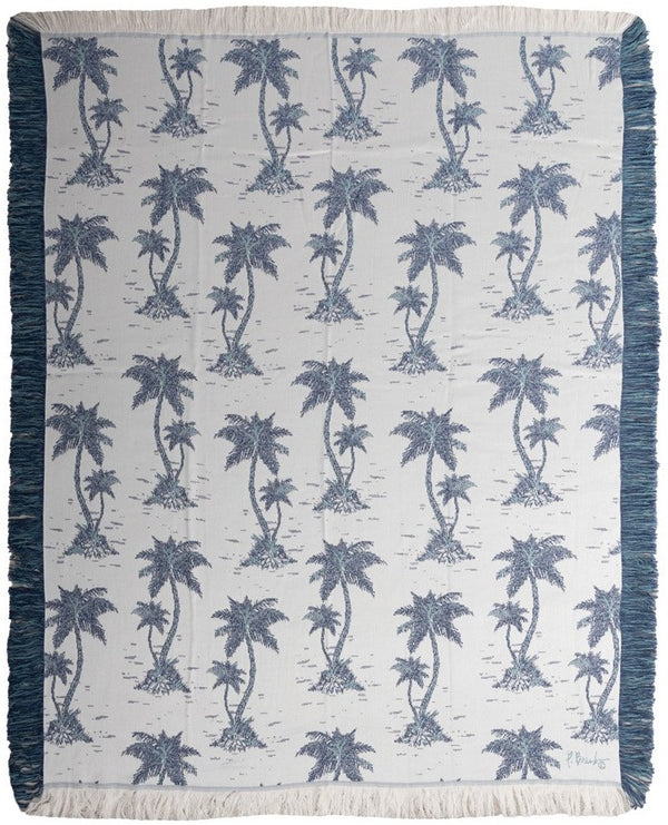 Manual Woodworkers & Weavers Palm Toile Rayon Throw Blanket 48" x 60" By P. Brent