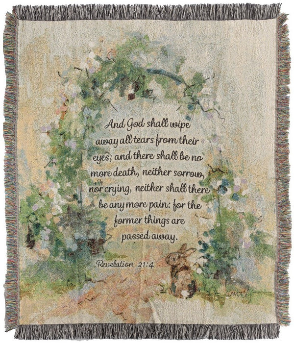 Manual Woodworkers & Weavers Rose Arch In Garden Woven Tapestry Throw Blanket 50" x 60" By Rozanne Priebe
