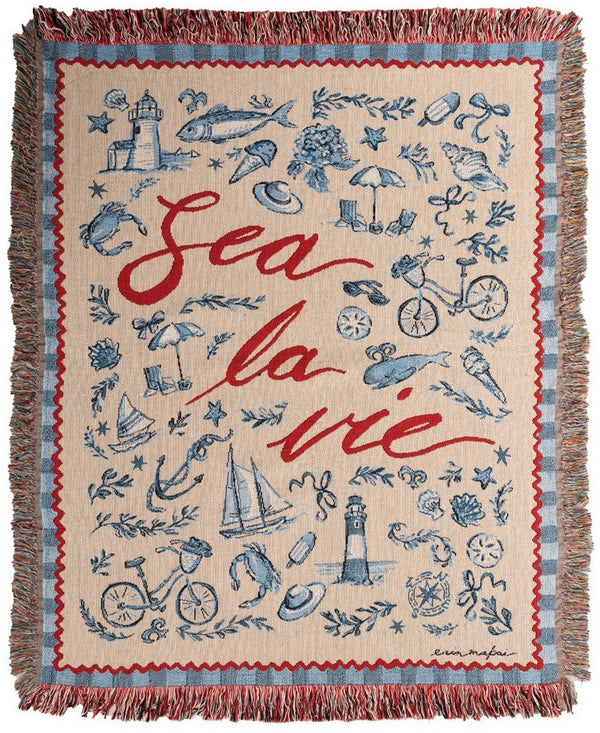 Manual Woodworkers & Weavers Sea La Vie Tapestry Throw Blanket 50" x 60" By Erin Makai