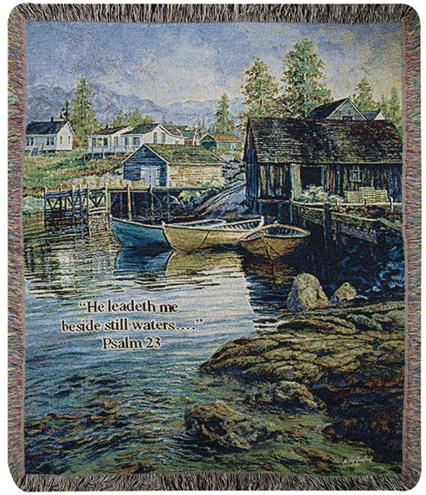 Manual Woodworkers & Weavers Solitude Tapestry Throw Blanket 50" x 60" By Nicky Boehme
