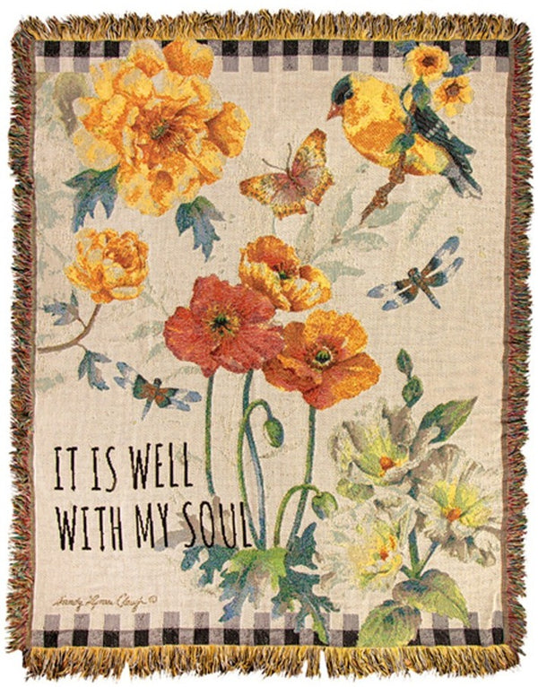 Manual Woodworkers & Weavers Sunshine Garden Tapestry Throw Blanket 50" x 60" By Sandy Lynam Clough