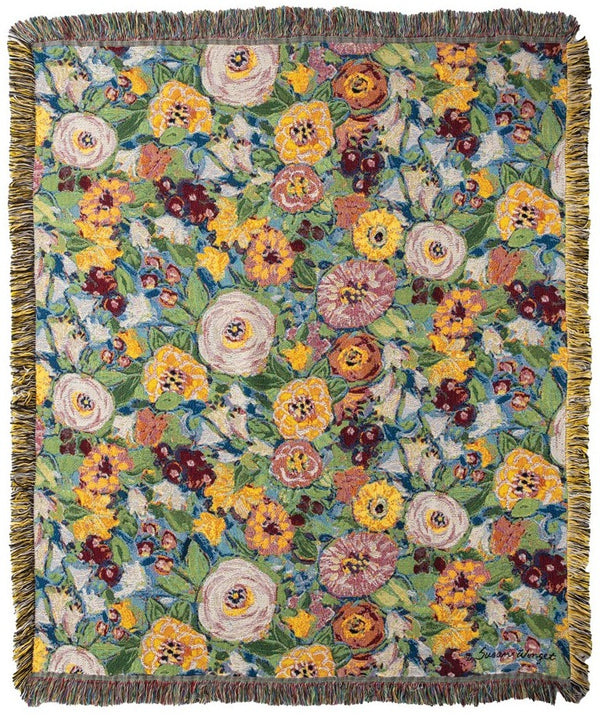 Manual Woodworkers & Weavers Vivid Florals Tapestry Throw Blanket 50" x 60" By Susan Winget