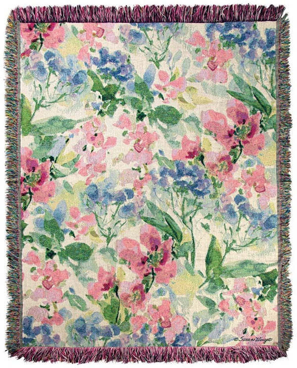 Manual Woodworkers & Weavers Watercolor Birds & Butterflies Tapestry Throw Blanket 50" x 60" By Susan Winget