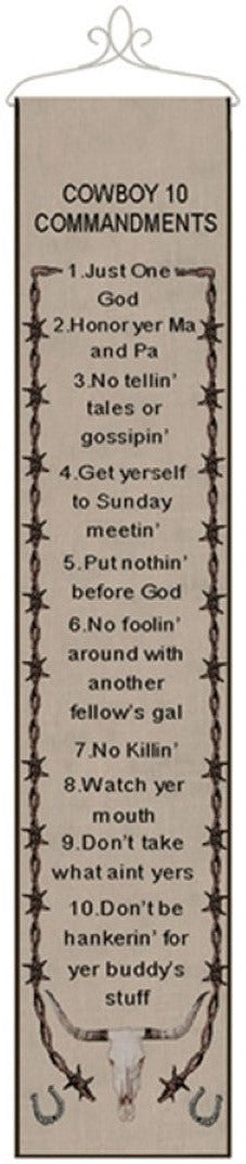 Manual Woodworkers & Weavers Cowboy 10 Commandments Bell Pull 9" x 41" By Manual Woodworkers & Weavers