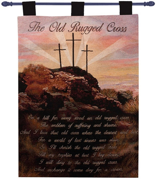 Manual Woodworkers & Weavers Old Rugged Cross Tapestry Wall Hanging 36" x 26" By Manual Woodworkers & Weavers