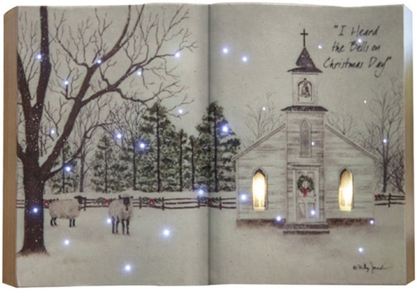 Manual Woodworkers & Weavers I Heard The Bells On Christmas Day Fiber Optic Book 14" x 9" By Billy Jacobs