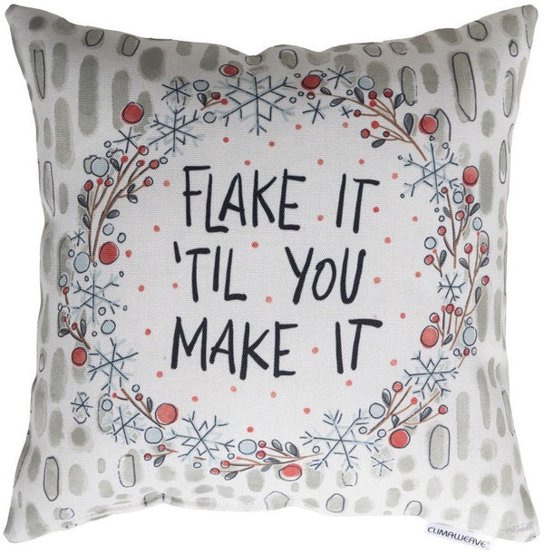Manual Woodworkers & Weavers Flake It Till You Make It Throw Pillow 12" x 12" By Anne Tavoletti