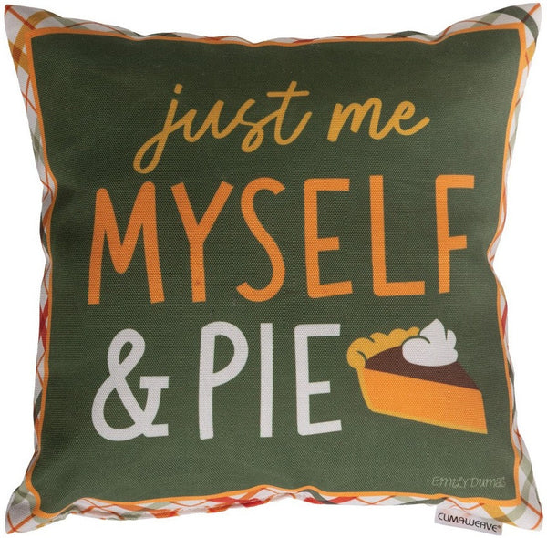 Manual Woodworkers & Weavers Just Me Myself And Pie Climaweave Throw Pillow 12" x 12" By Emily Dumas