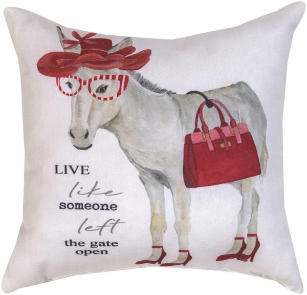 Manual Woodworkers & Weavers Girls Wanna Have Fun Gate Open Climaweave Throw Pillow 12" x 12" By Cynthia Coulter