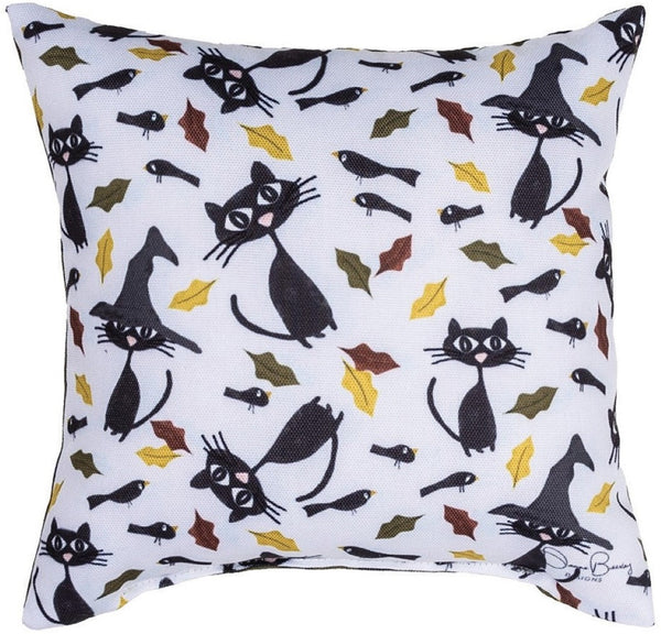 Manual Woodworkers & Weavers Pumpkin Spice Crows Throw Pillow 9" x 9" By Deane Beesley