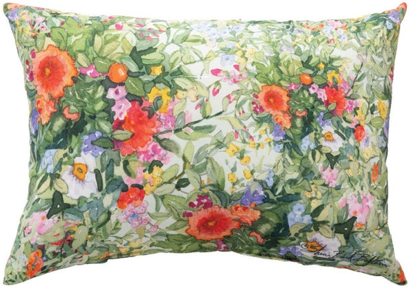 Manual Woodworkers & Weavers Butterfly Squares All Over Florals Climaweave Throw Pillow 18" x 13" By Sherri Buck Baldwin