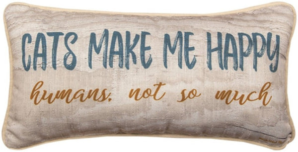 Manual Woodworkers & Weavers Cats Make Me Happy Throw Pillow 17" x 9" By Kate Ward Thacker