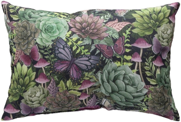 Manual Woodworkers & Weavers Dark Succulents Climaweave Throw Pillow 18" x 13" By Nicole Tamarin