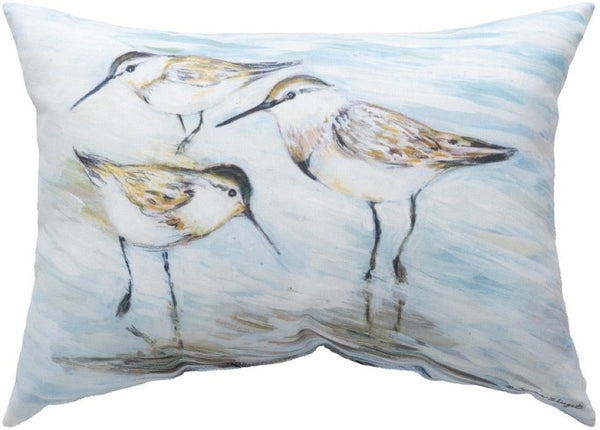 Manual Woodworkers & Weavers Coastal Shores Sandpipers Climaweave Throw Pillow 18" x 13" By Susan Winget