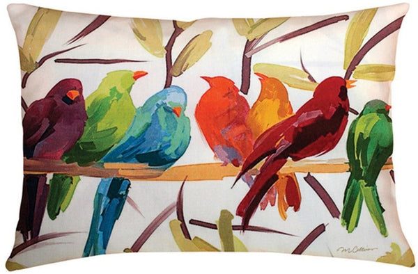 Manual Woodworkers & Weavers Flocked Together Climaweave Throw Pillow 24" x 18" By Martha Collins
