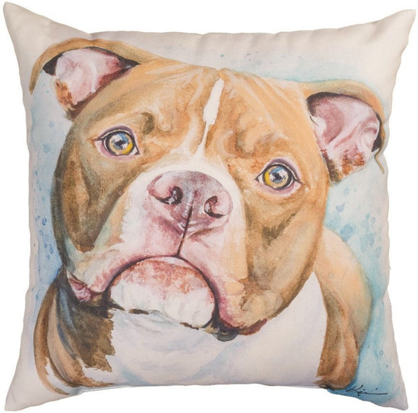 Manual Woodworkers & Weavers American Pit Bull Climaweave Throw Pillow 18" x 18" By Lindsay Kivi