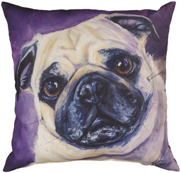 Manual Woodworkers & Weavers Pug Climaweave Throw Pillow 18" x 18" By Lindsay Kivi