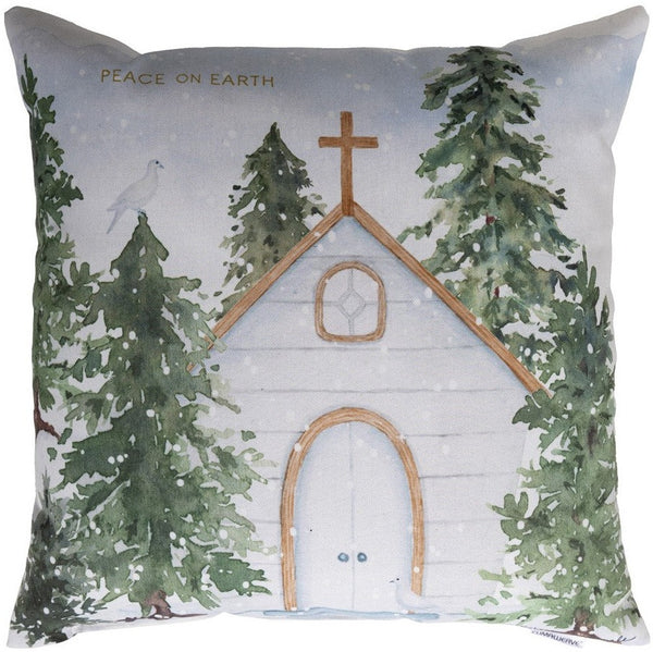 Manual Woodworkers & Weavers Peace On Earth Climaweave Throw Pillow 18" x 18" By Rebecca Canale