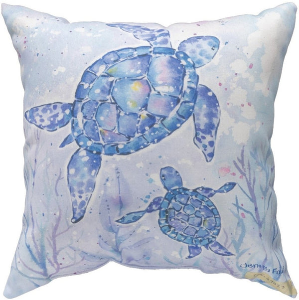 Manual Woodworkers & Weavers Sea Creatures With Sea Turtle Climaweave Throw Pillow 18" x 18" By Jenny Faw