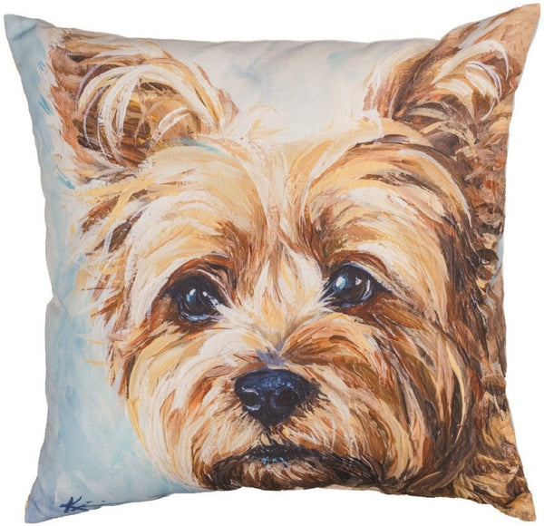 Manual Woodworkers & Weavers Silky Yorkie Climaweave Throw Pillow 18" x 18" By Lindsay Kivi