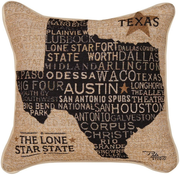 Manual Woodworkers & Weavers USA Texas Throw Pillow 17" x 17" By Manual Woodworkers & Weavers